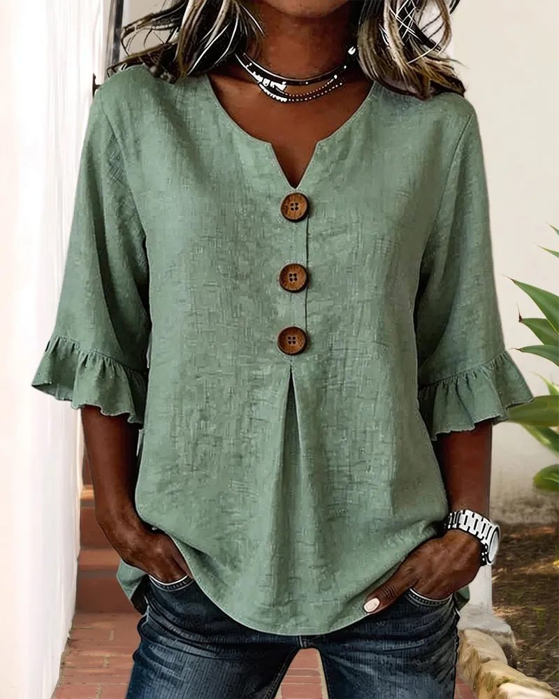 Vintage Casual Ruffled Half Sleeve Blouse sold by zeagoo product image thumbnail 5