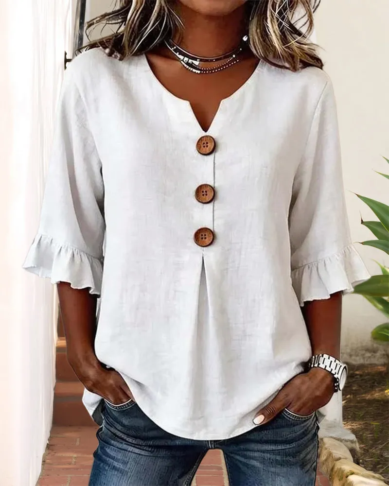 Vintage Casual Ruffled Half Sleeve Blouse sold by zeagoo product image thumbnail 2