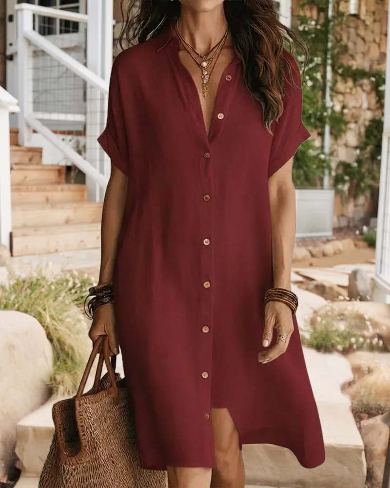 Relaxed Everyday Style Button Down Shirt Dress sold by zeagoo product image thumbnail 5
