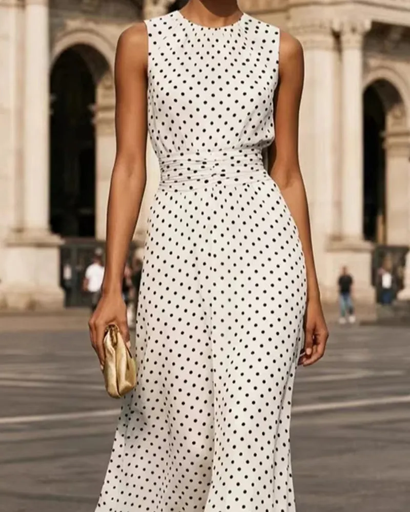 Flowy Sleeveless Polka Dot A-Line Dress sold by zeagoo product image thumbnail 5