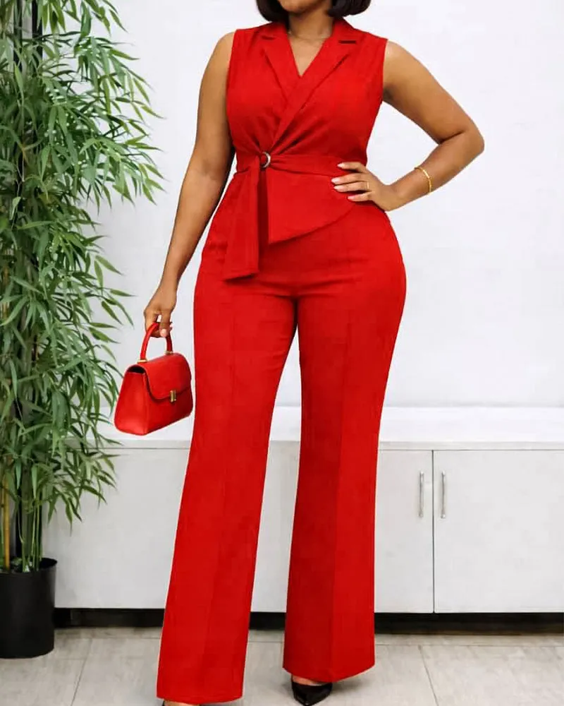 Urban Casual Sleeveless Lace-Up Wide-Leg Jumpsuit sold by zeagoo product image thumbnail 5