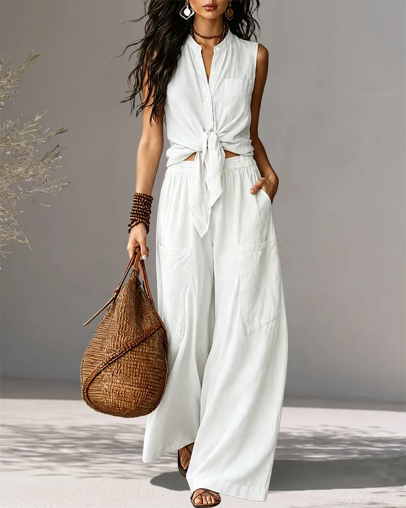 Vacation-Ready 100% Cotton Sleeveless Top Set sold by zeagoo product image thumbnail 3