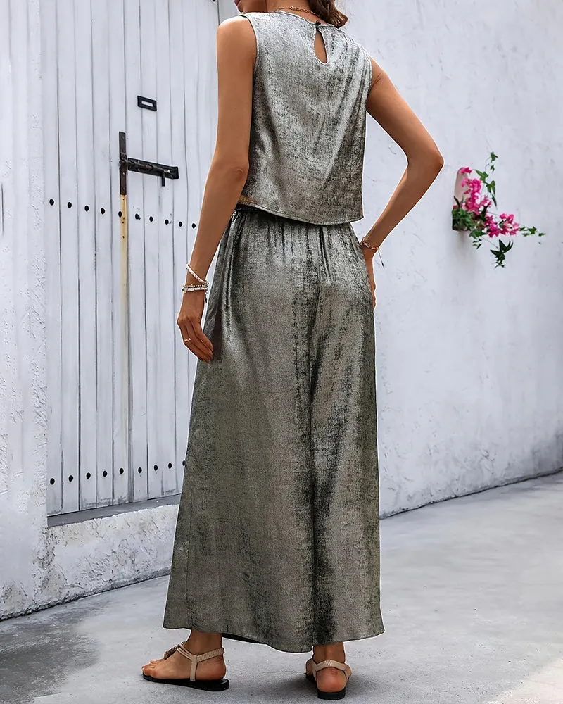 Effortless Metallic Texture Fabric Two-Piece Set sold by zeagoo product image thumbnail 3