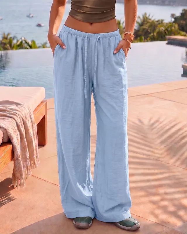 Casual Low Waist Straight Loose Pants made by zeagoo