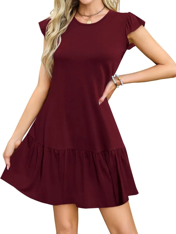 Zeagoo Women's Dress Round Neck Knee-Length Casual Dress (DE Only) made by zeagoo