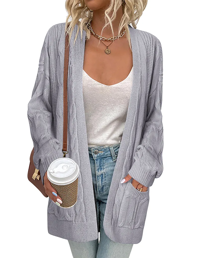 Zeagoo Women's Oversized Cardigan Cable Knit V Neck Sweater sold by zeagoo
