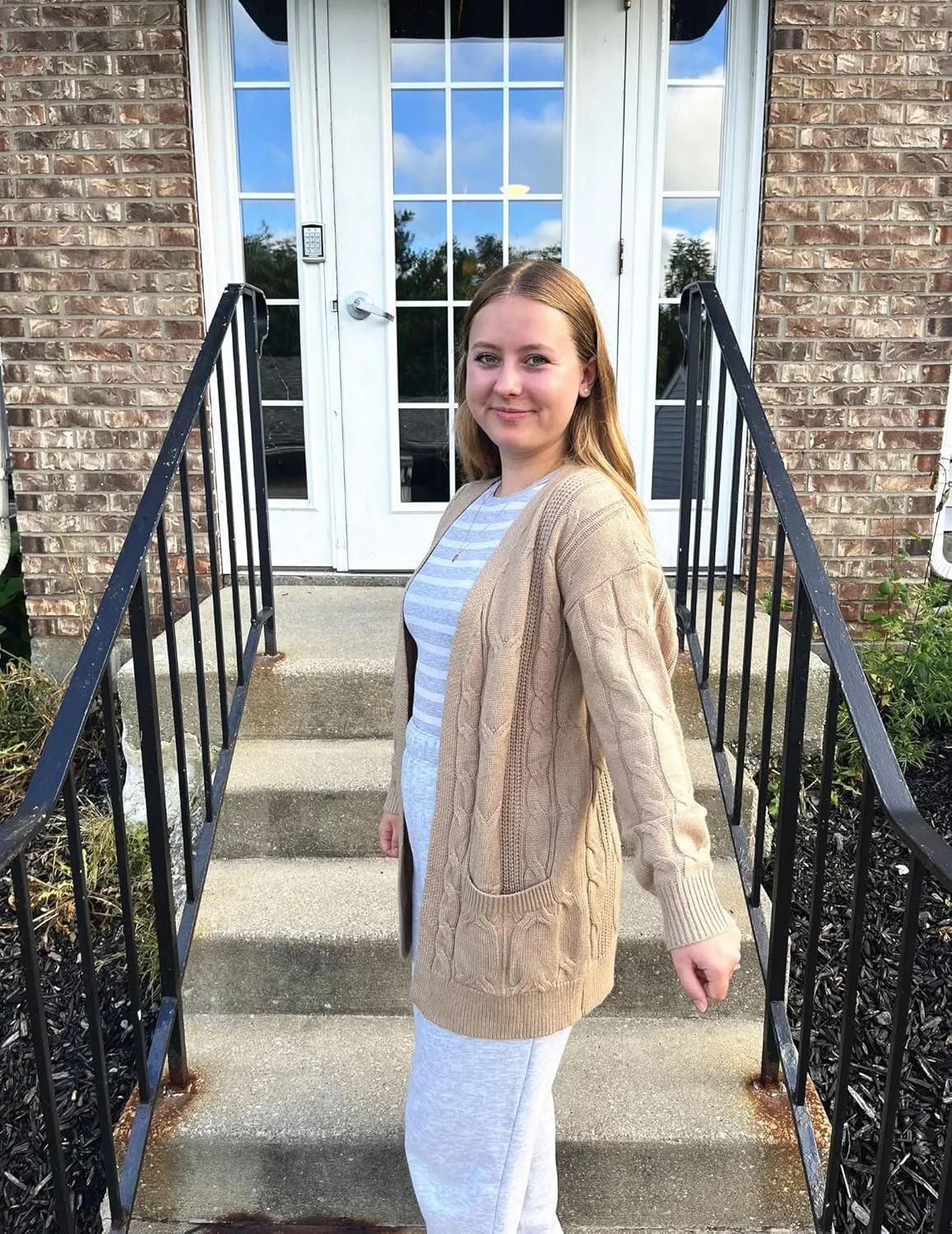 Zeagoo Women's Oversized Cardigan Cable Knit V Neck Sweater sold by zeagoo product image thumbnail 5