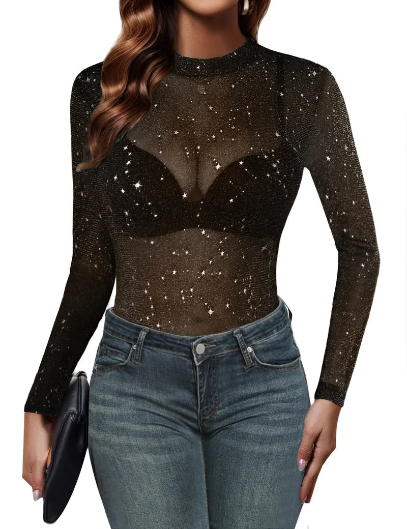Zeagoo Mesh Top Women Long Sleeve See Through Shirt sold by zeagoo product image thumbnail 2
