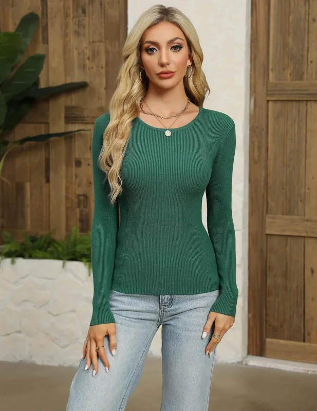Zeagoo Women's Long Sleeve Basic Slim Fit Tops Ribbed Knit T-Shirt made by zeagoo