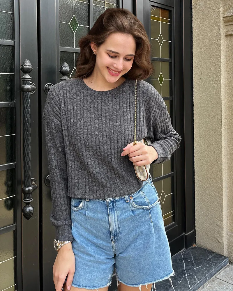 Zeagoo Crop Tops Loose Ribbed Knit Cropped T-Shirts sold by zeagoo product image thumbnail 5
