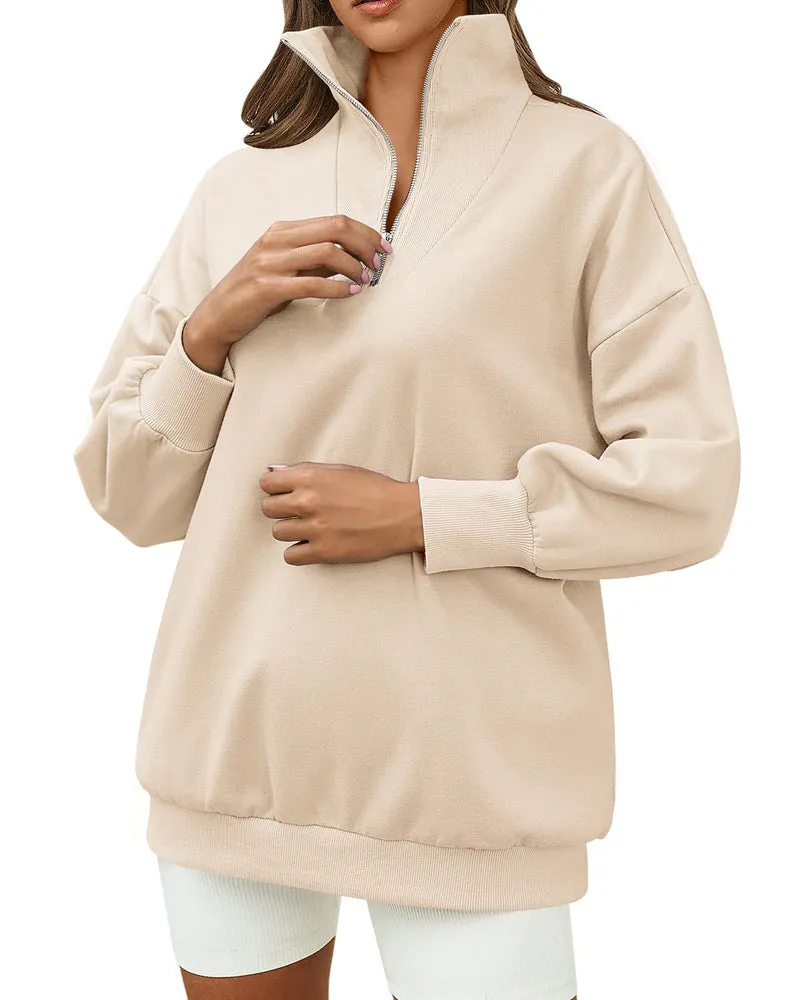 Zeagoo Women Sweatshirts Quarter Zip Stand Collar Pullovers Fleece Workout Hoodies Y2K Clothes sold by zeagoo product image thumbnail 2