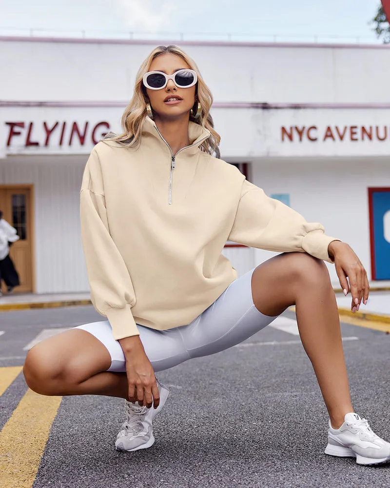 Zeagoo Women Sweatshirts Quarter Zip Stand Collar Pullovers Fleece Workout Hoodies Y2K Clothes sold by zeagoo product image thumbnail 5