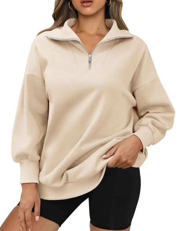 Zeagoo Women Sweatshirts Quarter Zip Stand Collar Pullovers Fleece Workout Hoodies Y2K Clothes made by zeagoo