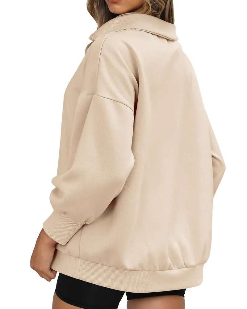 Zeagoo Women Sweatshirts Quarter Zip Stand Collar Pullovers Fleece Workout Hoodies Y2K Clothes sold by zeagoo product image thumbnail 3