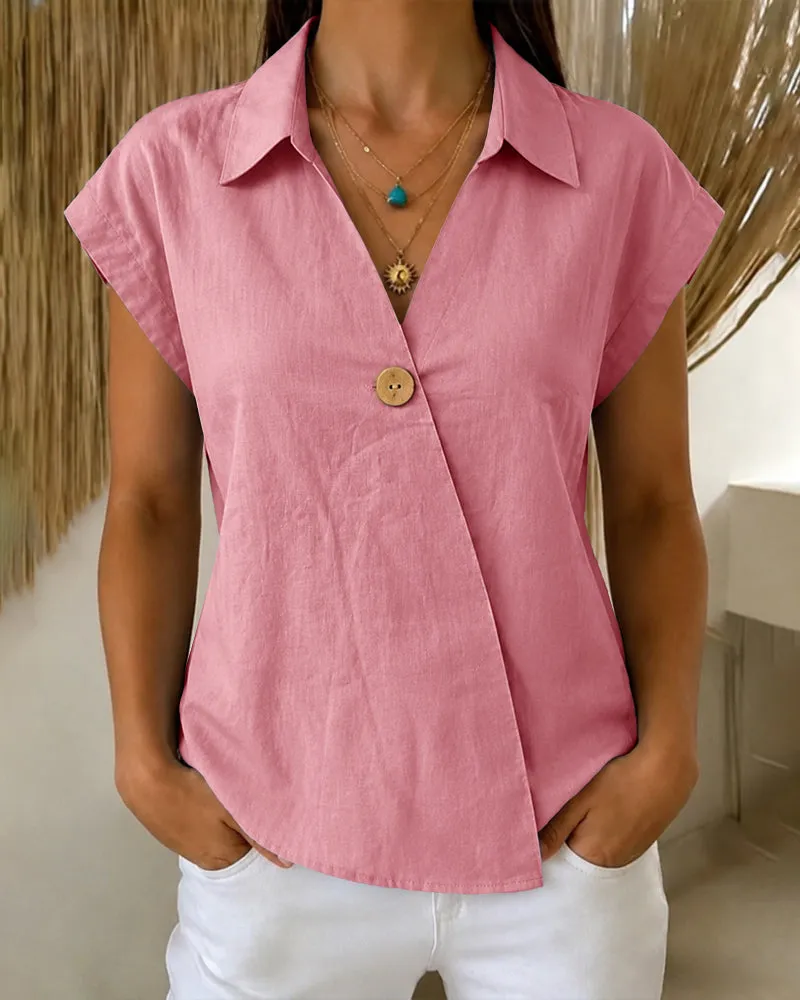 Casual Simple Slant Placket Blouse sold by zeagoo product image thumbnail 2