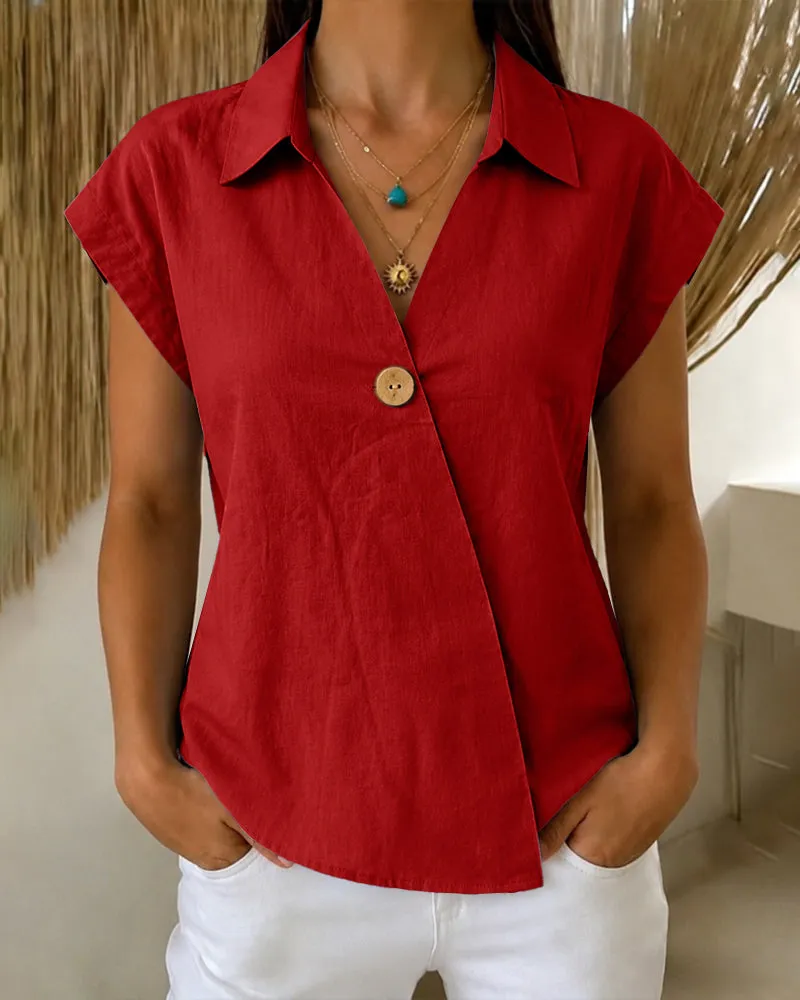 Casual Simple Slant Placket Blouse sold by zeagoo product image thumbnail 3