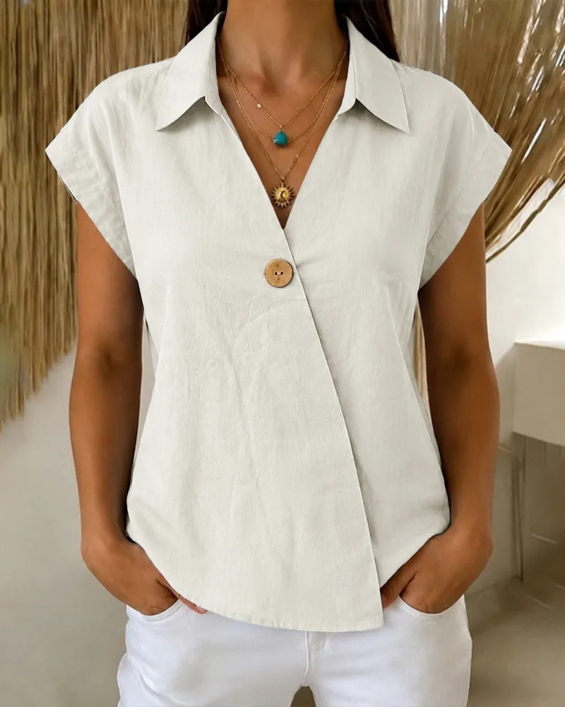 Casual Simple Slant Placket Blouse sold by zeagoo product image thumbnail 4