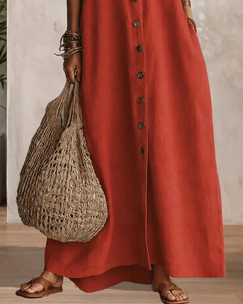 Summer Casual 100% Cotton Open-Back Maxi Dress sold by zeagoo product image thumbnail 5