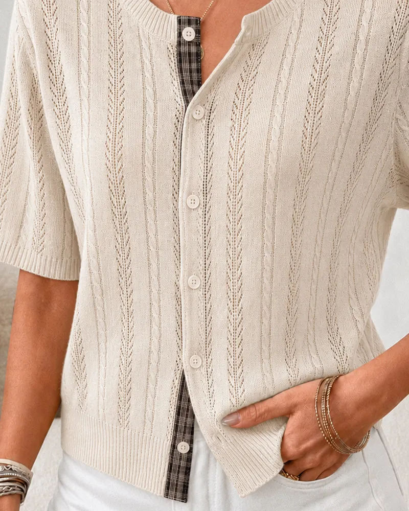 Chic French Style Cable Knit Cardigan Blouse sold by zeagoo product image thumbnail 5