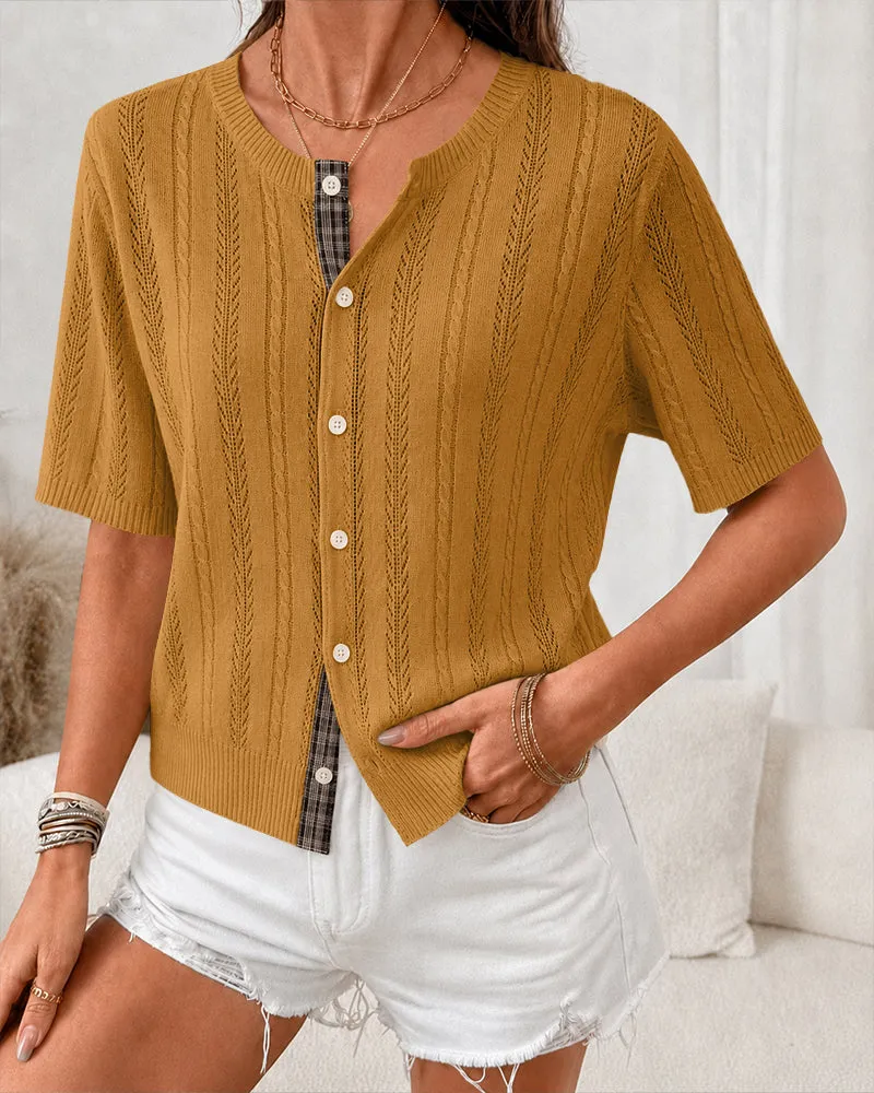 Chic French Style Cable Knit Cardigan Blouse sold by zeagoo product image thumbnail 2