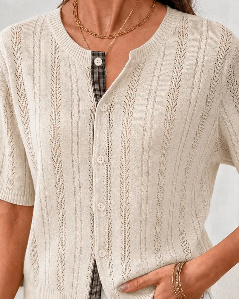 Chic French Style Cable Knit Cardigan Blouse sold by zeagoo product image thumbnail 4