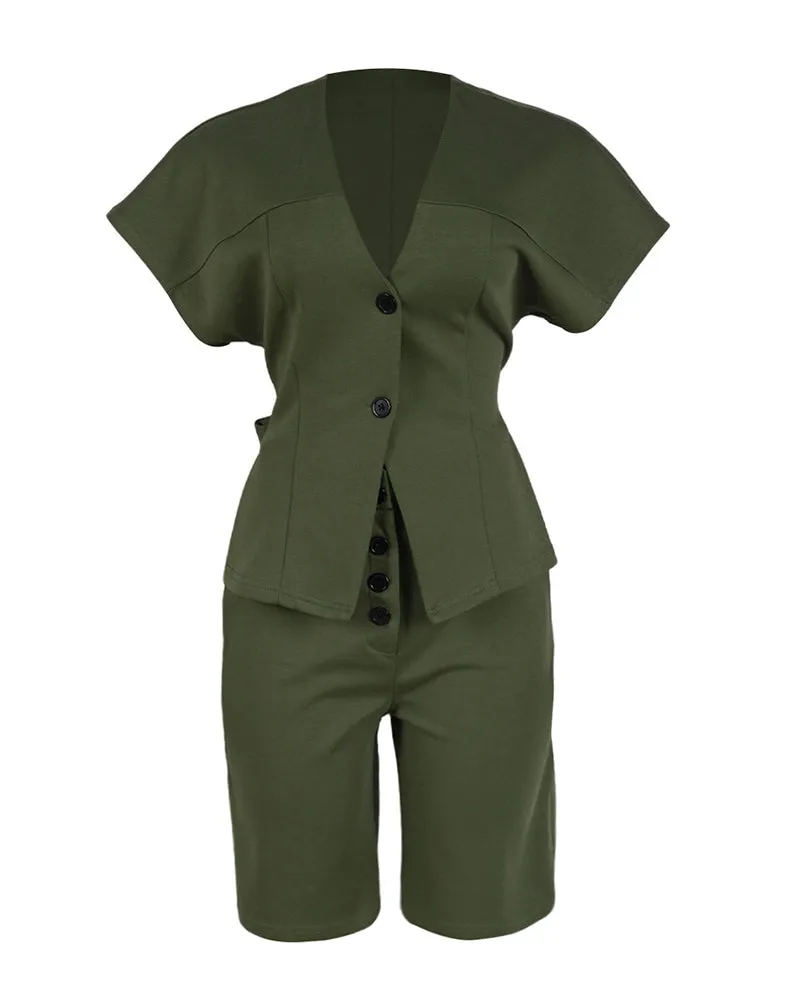 Smart Casual Short Sleeve Blazer Shorts Matching Set sold by zeagoo product image thumbnail 4