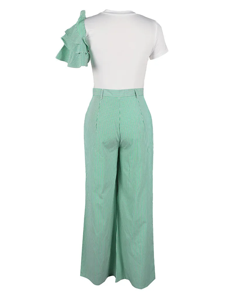 Luxury Contrast Color Stripe Matching Set with 3D Flowers sold by zeagoo product image thumbnail 5