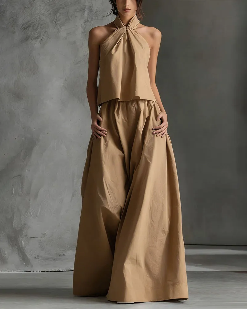 Elegant Minimalism Halter Neck Two Piece Set sold by zeagoo product image thumbnail 2