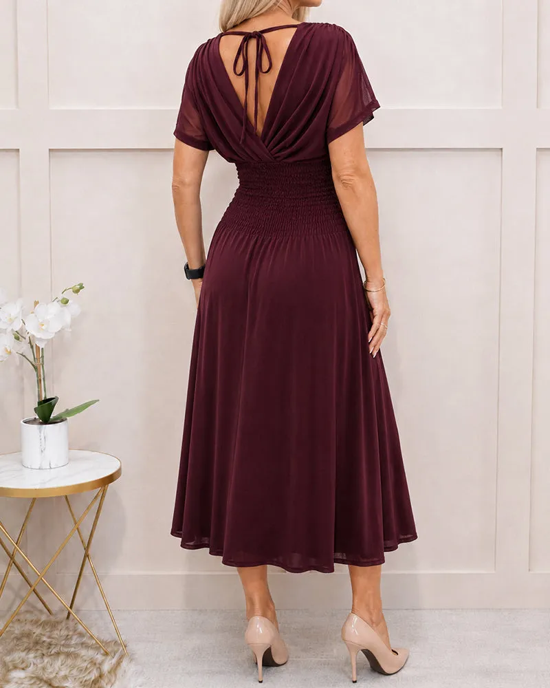 Modest Pleated Mesh A-Line Cocktail Dress with Pockets sold by zeagoo product image thumbnail 3