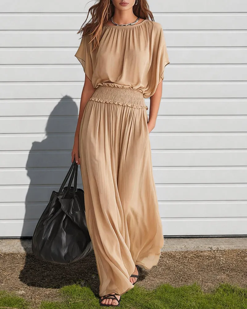 Elegant Flowy Batwing Sleeves Chiffon Maxi Dress sold by zeagoo product image thumbnail 4