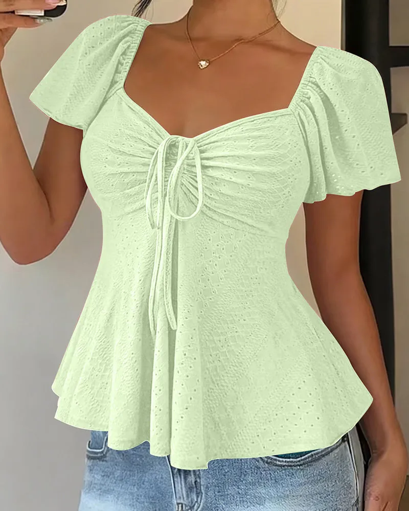 Cute Openwork Embroidered Jacquard Blouse sold by zeagoo product image thumbnail 4