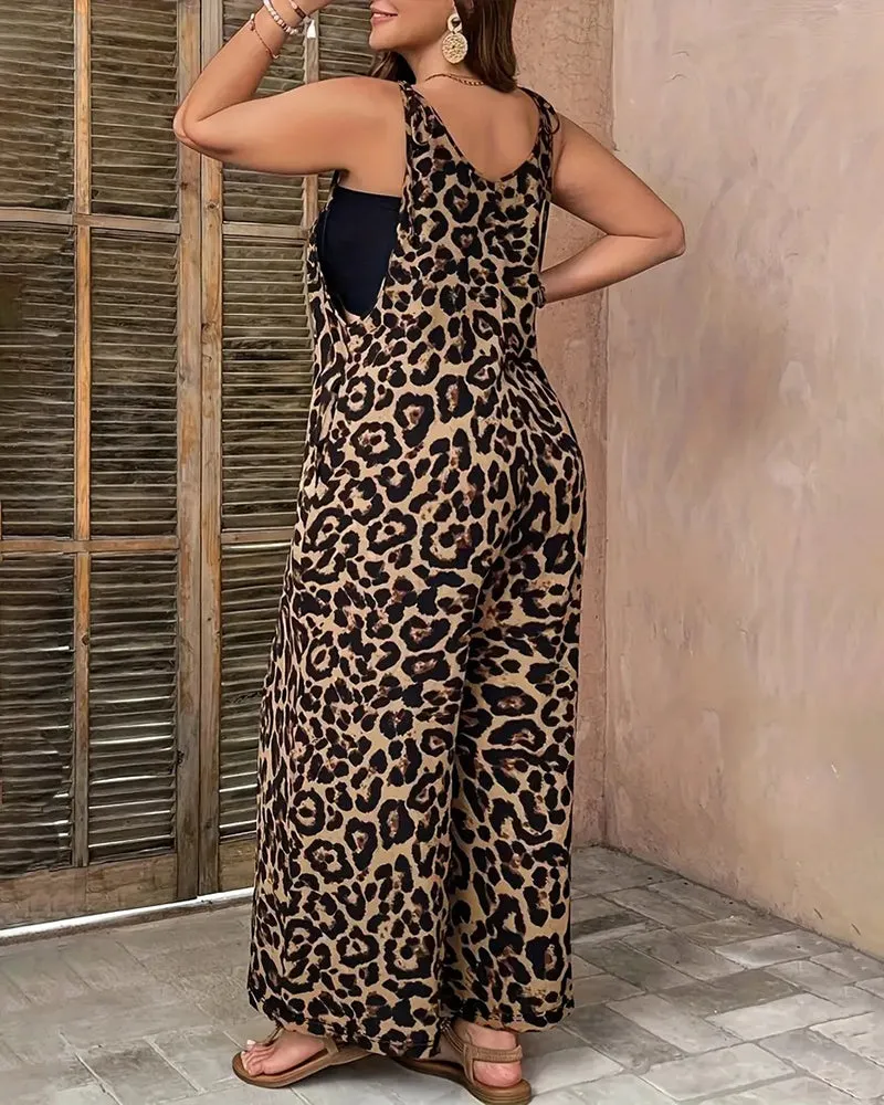 Women's Leopard Print Wide Leg Jumpsuit sold by zeagoo product image thumbnail 2