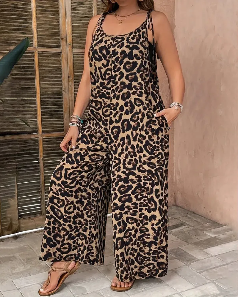 Women's Leopard Print Wide Leg Jumpsuit sold by zeagoo product image thumbnail 5