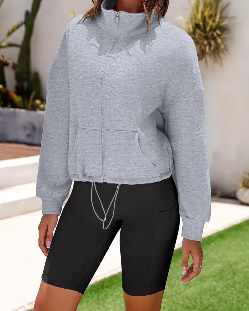 Zeagoo Womens Fleece Jacket Full Zip Crop Hoodie Long Sleeve Pullover Sweatshirts Oversized 2023 Fall Winter Coat sold by zeagoo product image thumbnail 4