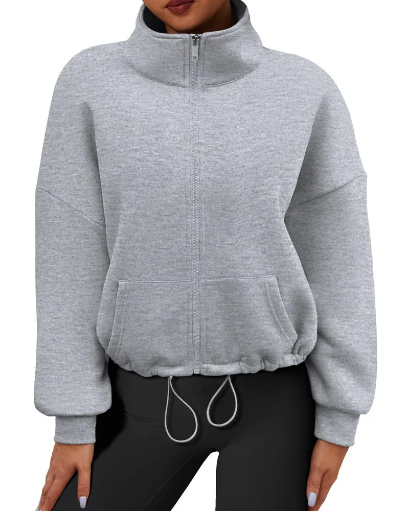 Zeagoo Womens Fleece Jacket Full Zip Crop Hoodie Long Sleeve Pullover Sweatshirts Oversized 2023 Fall Winter Coat sold by zeagoo