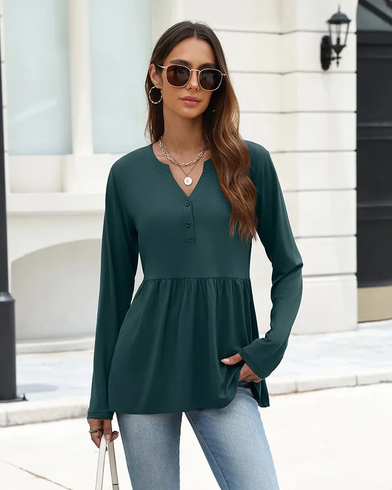 Dressy Casual Pemplu Long Sleeve Henley Shirt (US Only) sold by zeagoo product image thumbnail 2