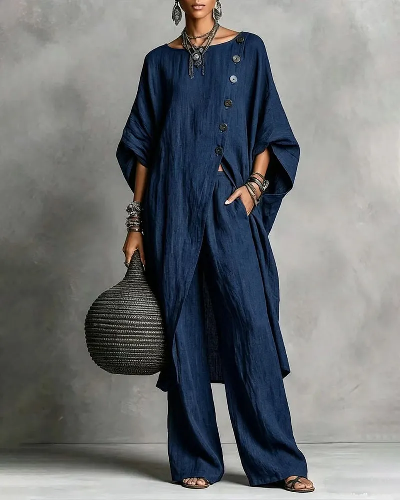 Minimalism Loose Slant Placket Matching Set sold by zeagoo product image thumbnail 3