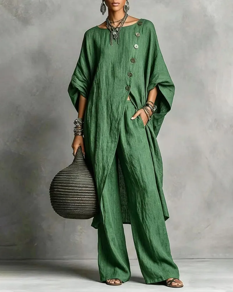 Minimalism Loose Slant Placket Matching Set sold by zeagoo product image thumbnail 2