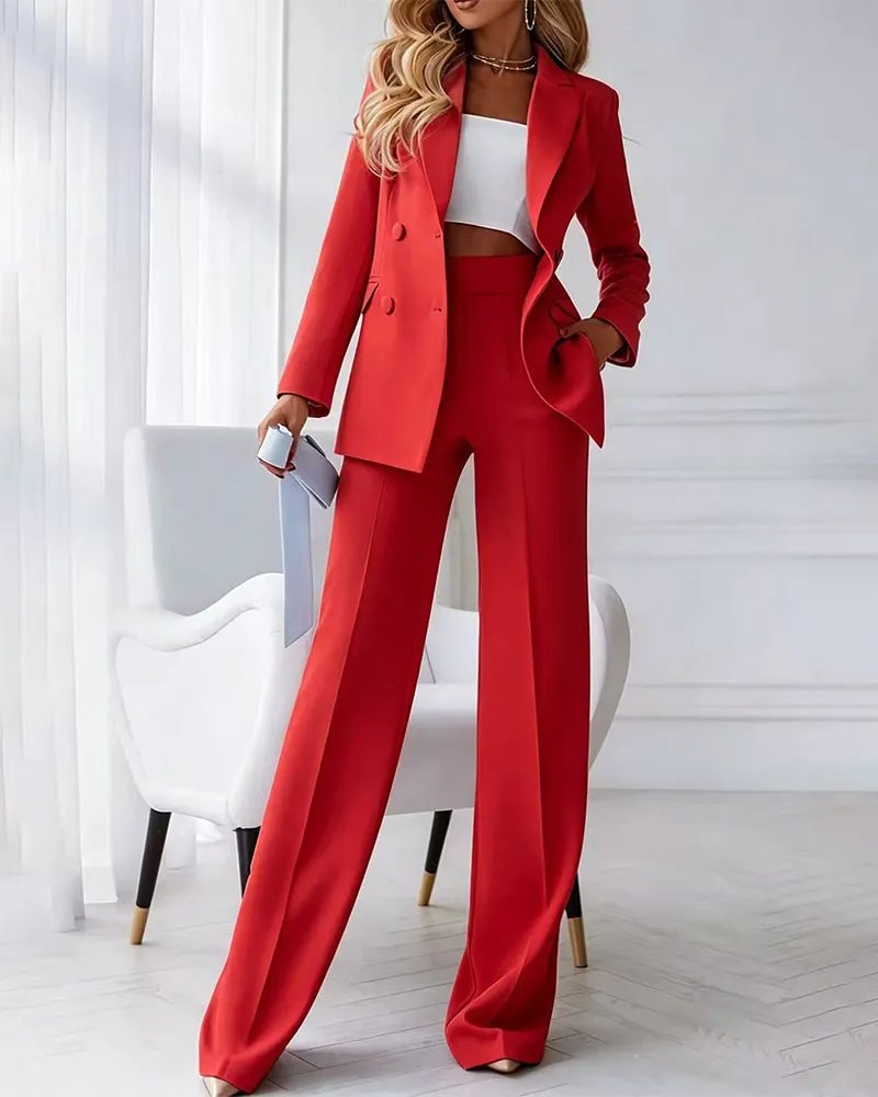 Elegant Formal Double-Breasted Blazer and Pants Set sold by zeagoo product image thumbnail 3