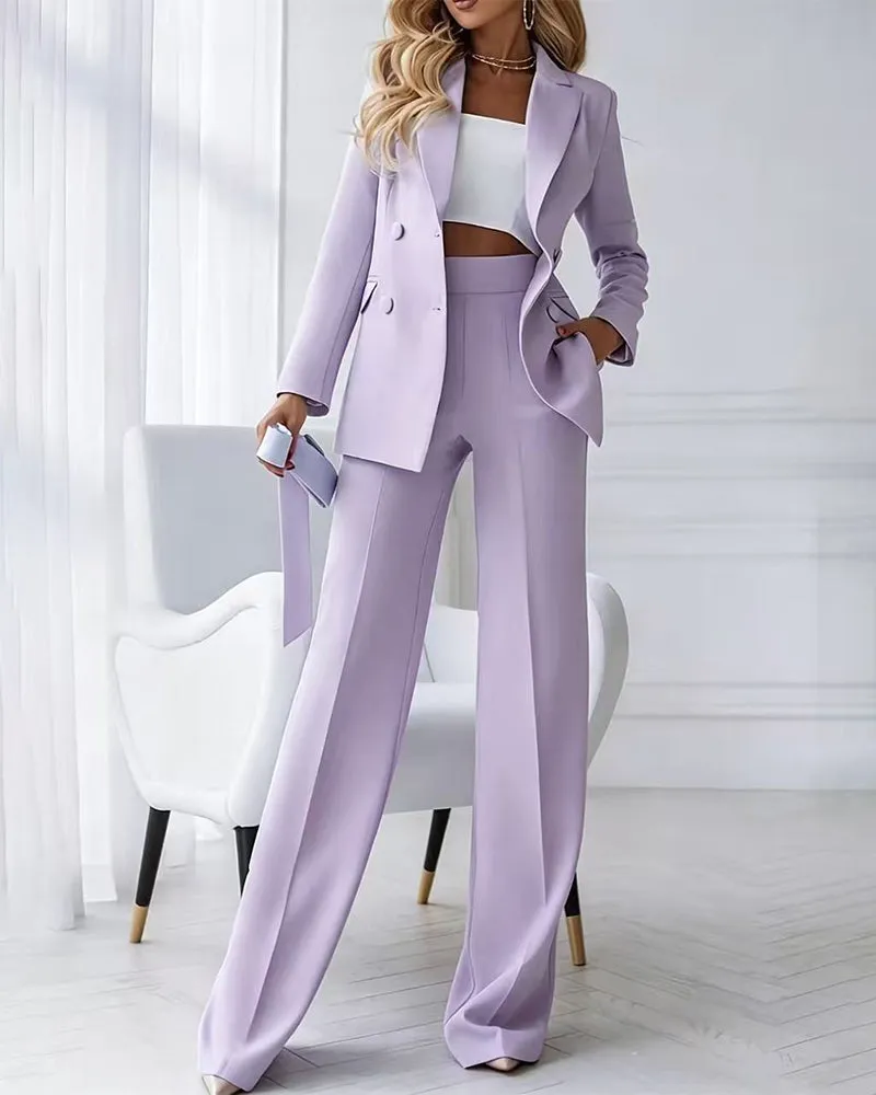 Elegant Formal Double-Breasted Blazer and Pants Set sold by zeagoo product image thumbnail 5