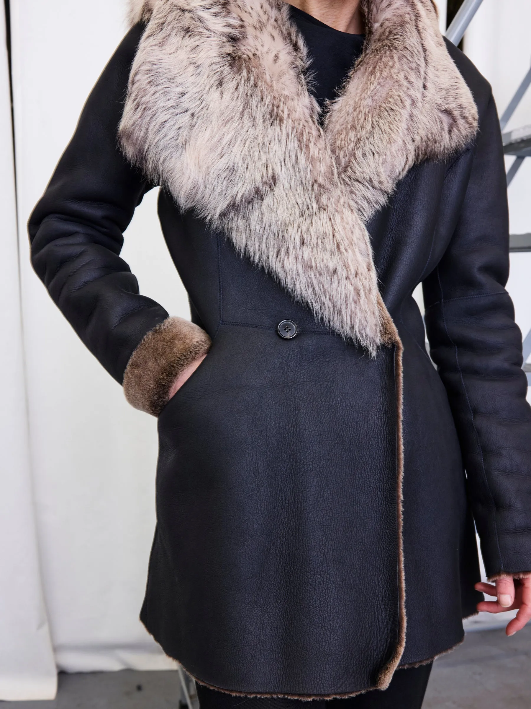 Shearling Hooded Dolman Coat Sample sold by Zero + Maria Cornejo product image thumbnail 2