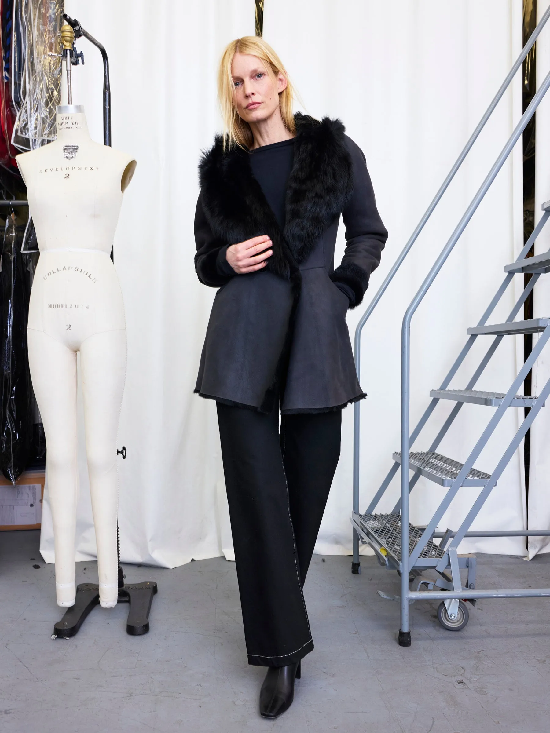 Shearling Hooded Dolman Coat Sample sold by Zero + Maria Cornejo product image thumbnail 5