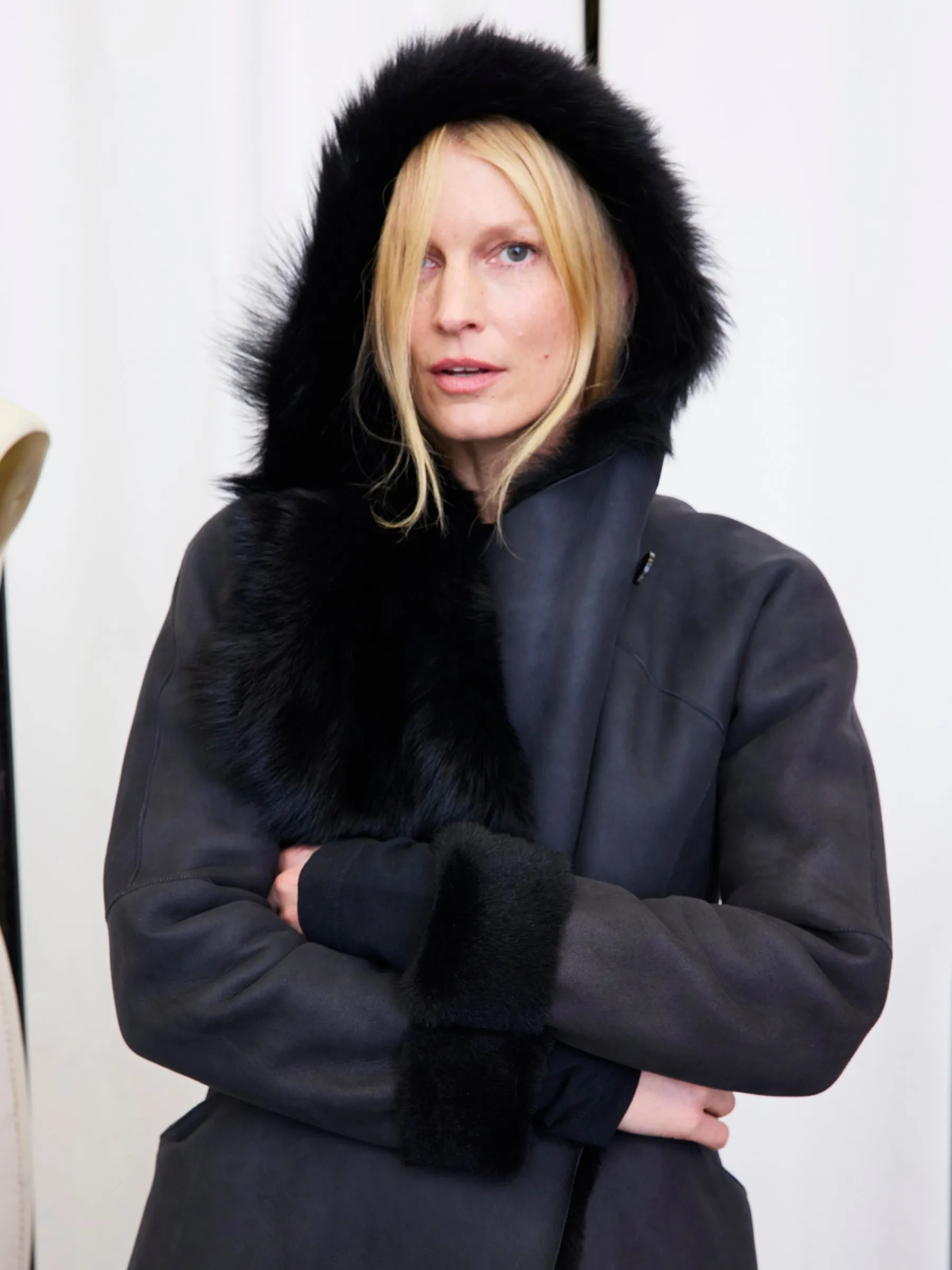 Shearling Hooded Dolman Coat Sample sold by Zero + Maria Cornejo product image thumbnail 2