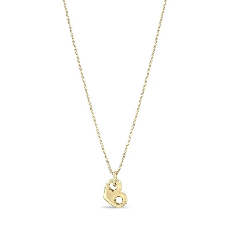 14k Gold Large Puffed Heart Mariner Link Necklace - SALE sold by Zoe Chicco