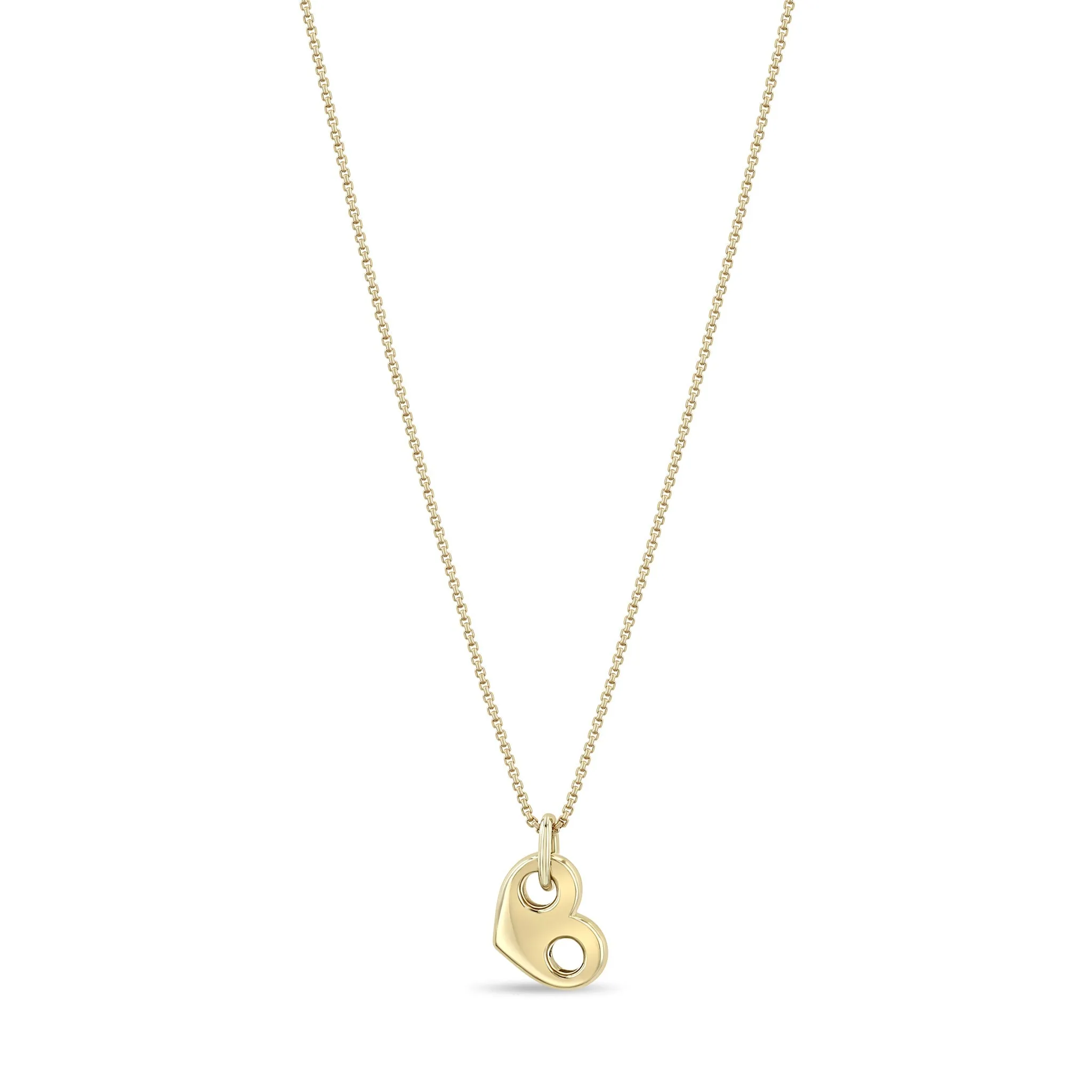 14k Gold Large Puffed Heart Mariner Link Necklace - SALE sold by Zoe Chicco