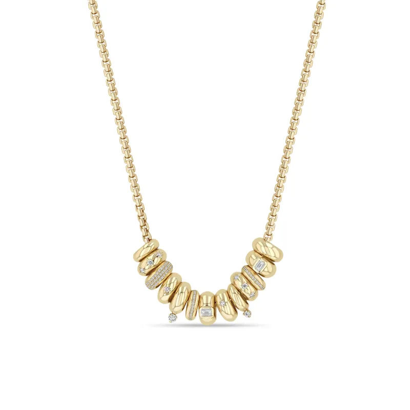 14k 13 Mixed Half Round Slide Bead Box Chain Necklace sold by Zoe Chicco