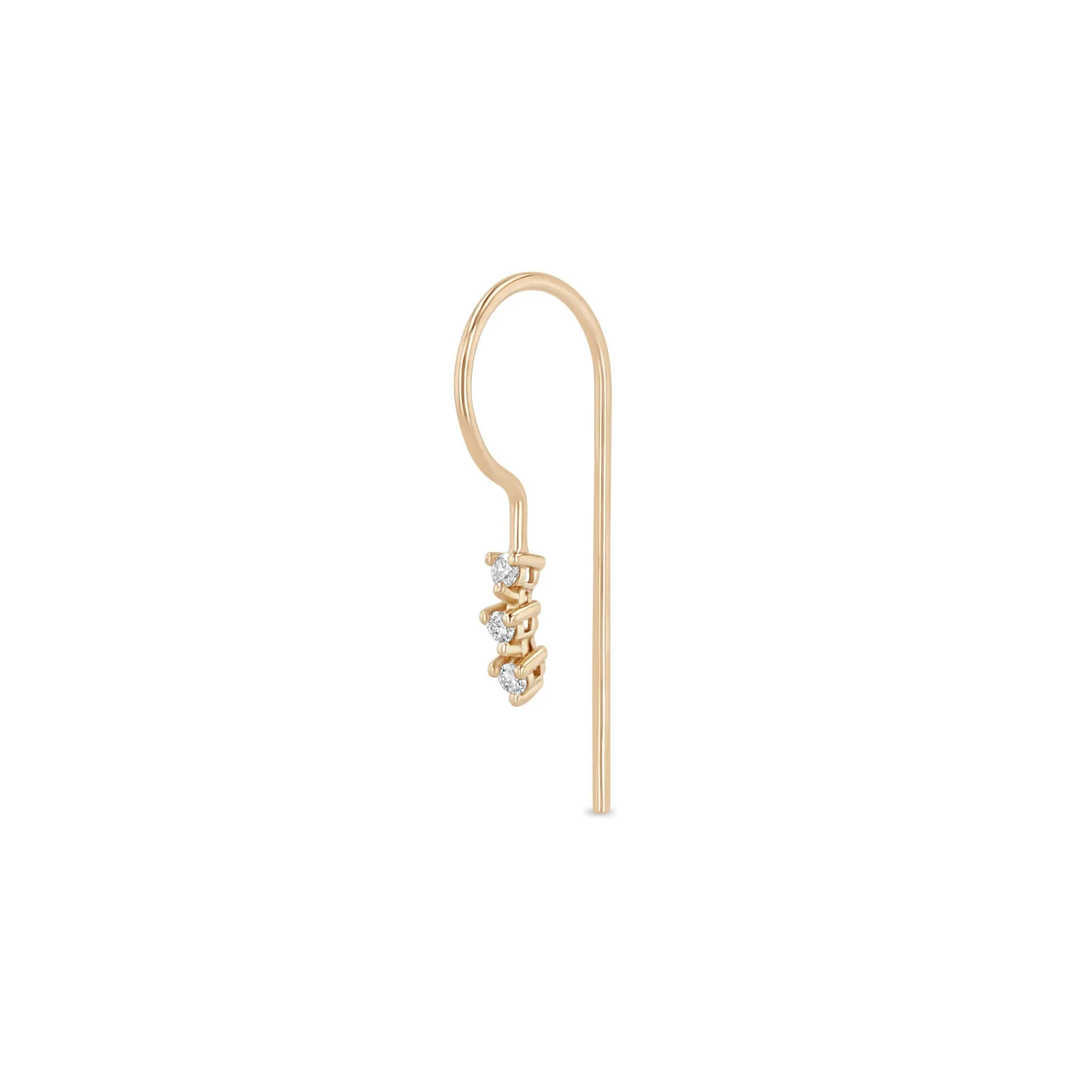 14k Diamond Tennis Wire Hook Earrings sold by Zoe Chicco product image thumbnail 5