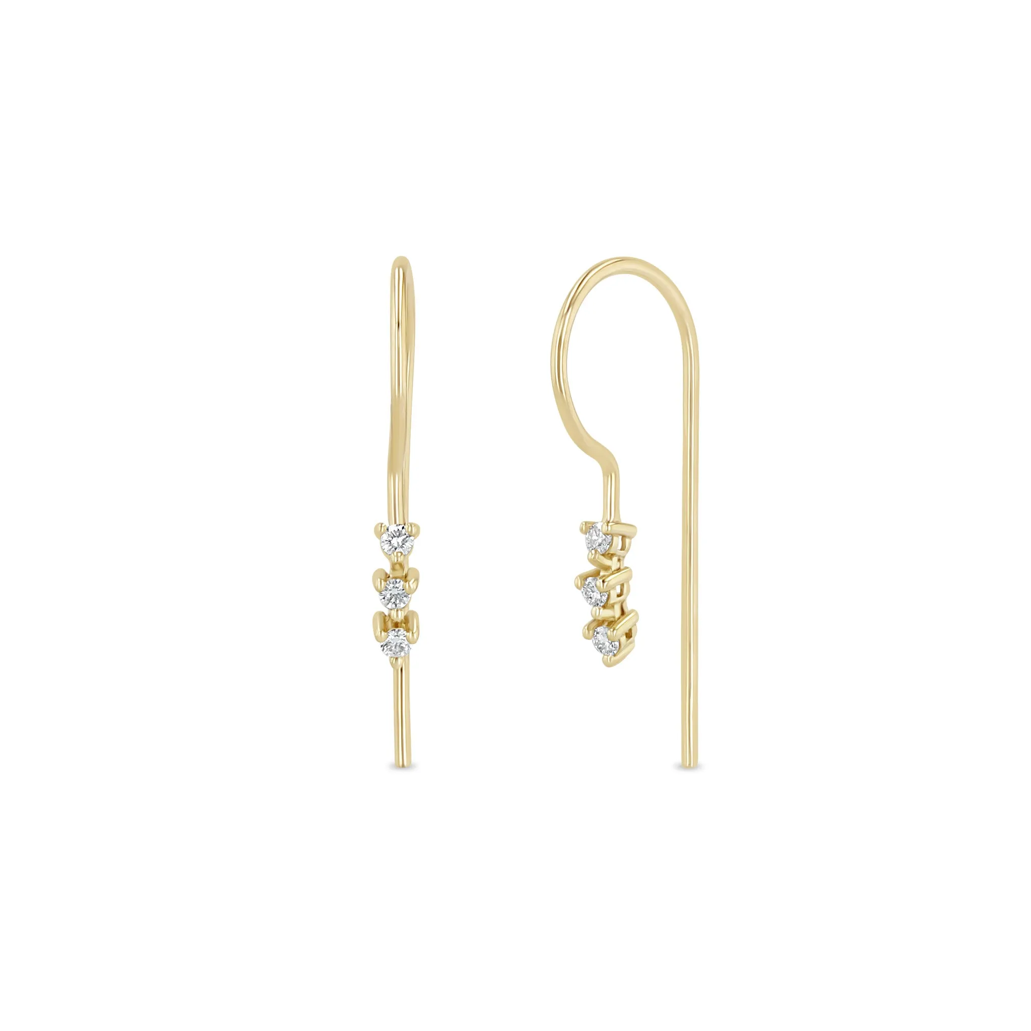 14k Diamond Tennis Wire Hook Earrings sold by Zoe Chicco