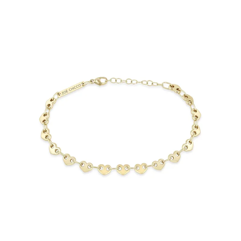 14k Gold Small Puffed Heart Mariner Link Bracelet - SALE sold by Zoe Chicco