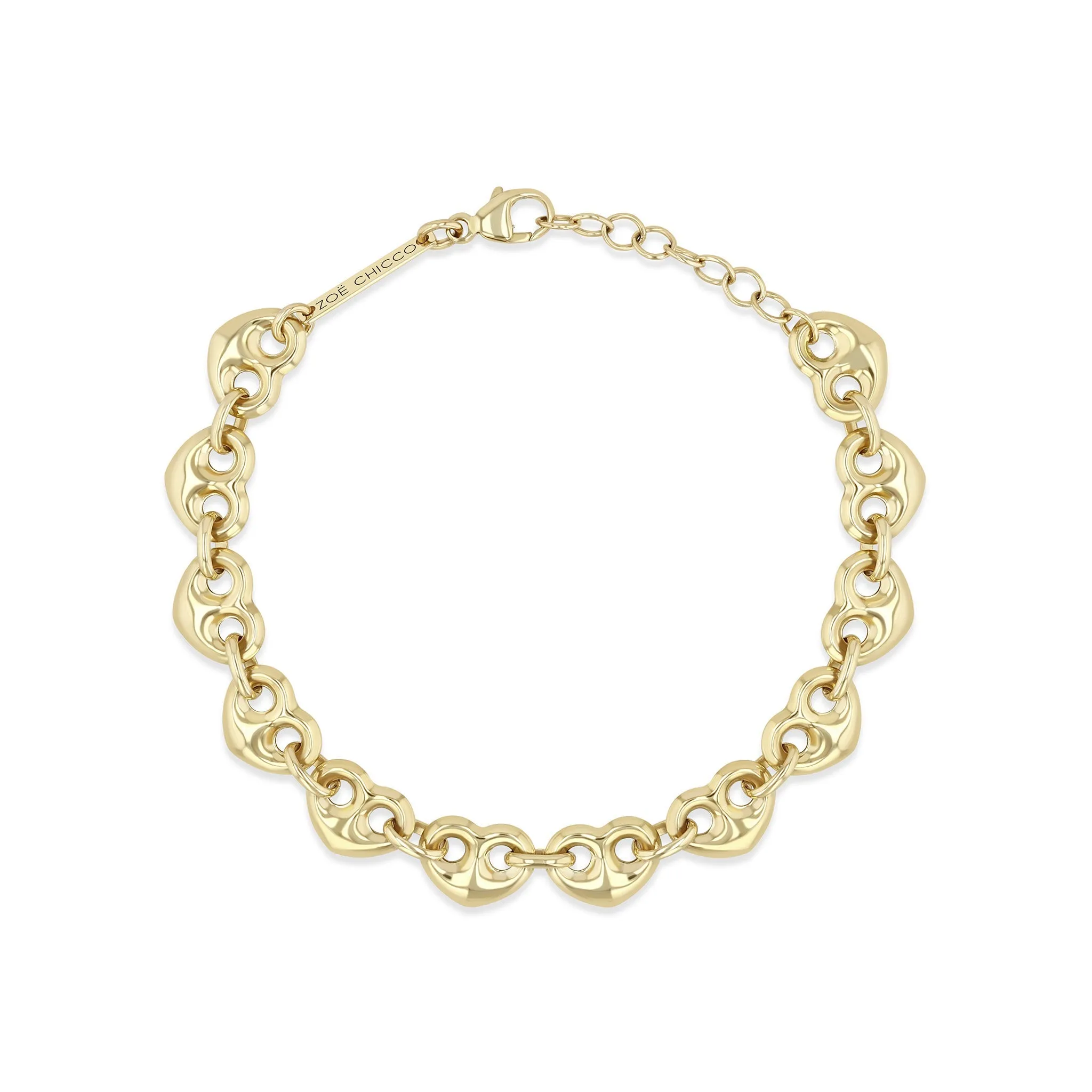 14k Gold Medium Puffed Heart Mariner Chain Bracelet - SALE sold by Zoe Chicco product image thumbnail 2